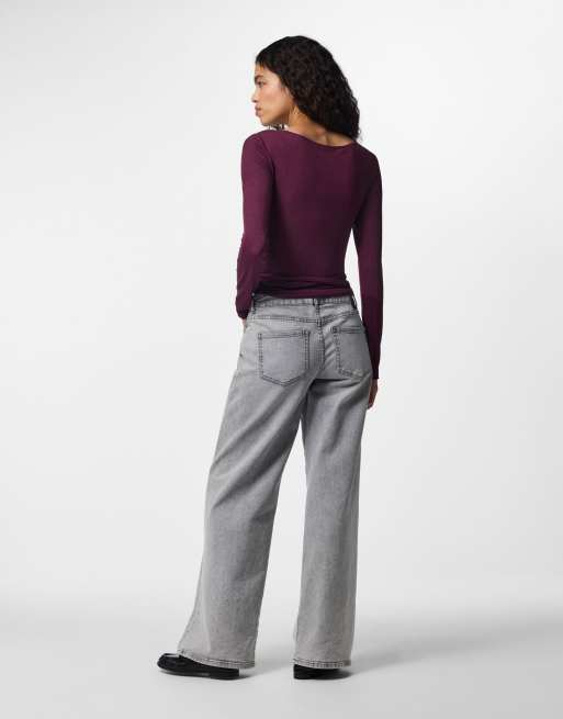 Pieces - Top in donkerrood, 2 van 6
