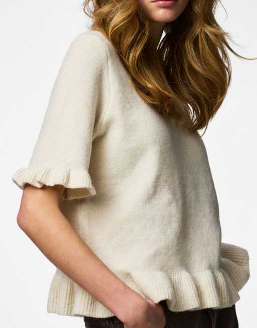 Pieces - Top in maglia color betulla, 4 di 5