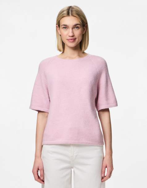 Pieces - Top in maglia rosa - view 1