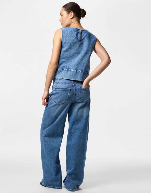 Pieces Top in medium blue denim, 2 of 4
