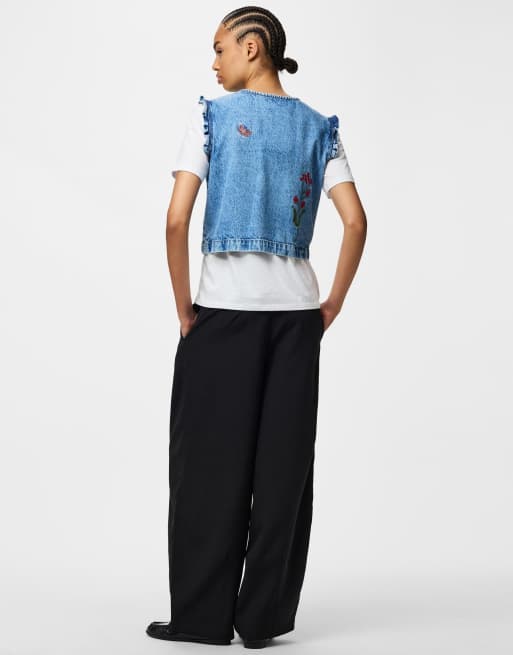 Pieces Top in medium blue denim, 2 of 7