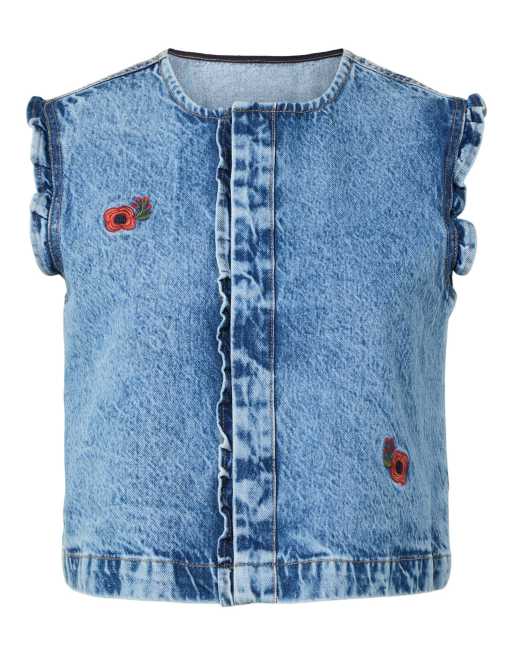 Pieces Top in medium blue denim, 7 of 7