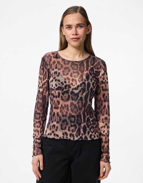 Pieces - Top med sort print - view 1