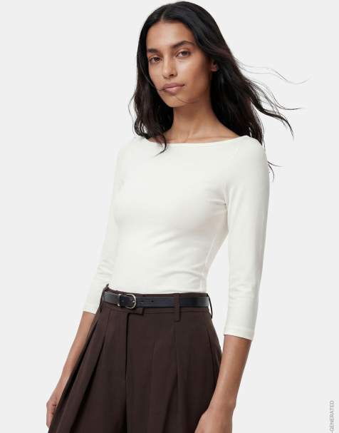 Pieces - Top met 3/4 mouwen in 'cloud dancer' wit - view 1