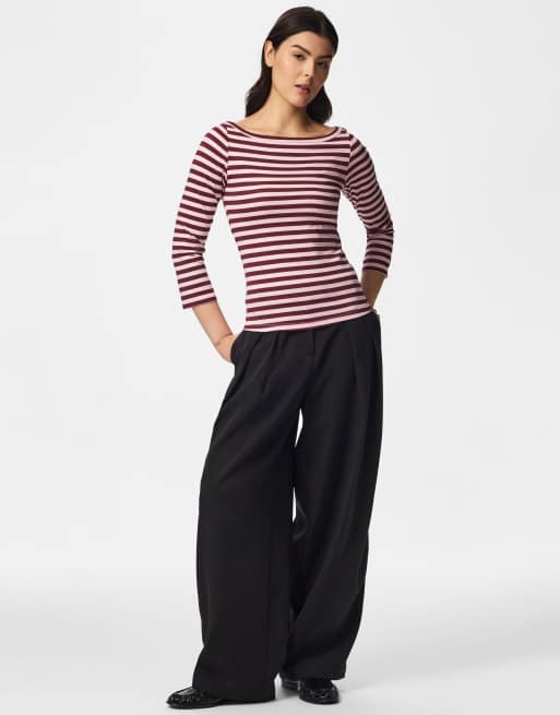 Pieces top met 3/4-mouwen in roze, 3 van 6