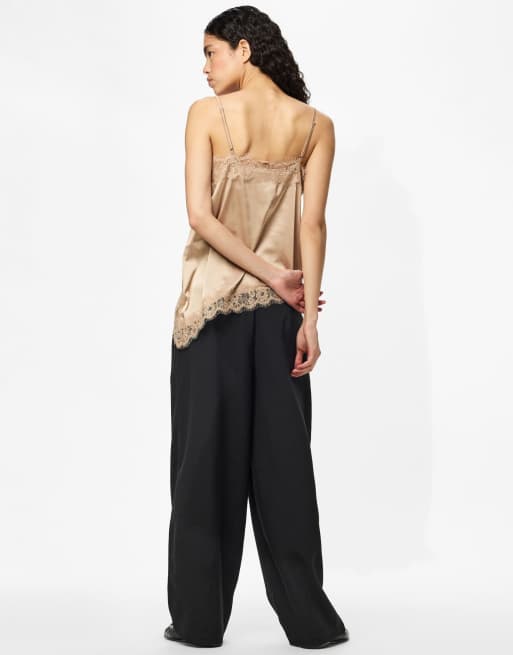 Pieces - Top met bandjes in licht taupe, 2 van 7
