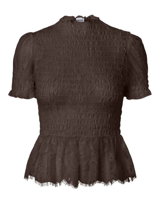 Pieces top met korte mouwen in Hot Fudge, 7 van 7