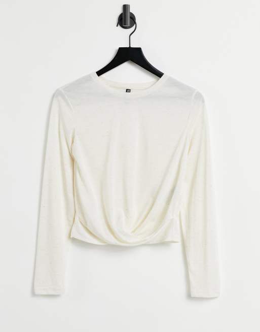 Pieces - Top met lange mouwen in wit