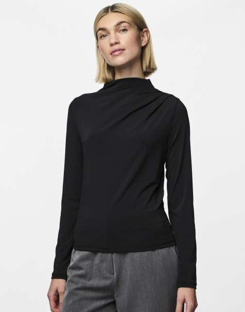 Pieces - Top met lange mouwen in zwart - view 1