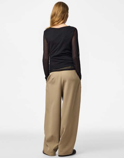 Pieces top met lange mouwen in zwart, 2 van 6
