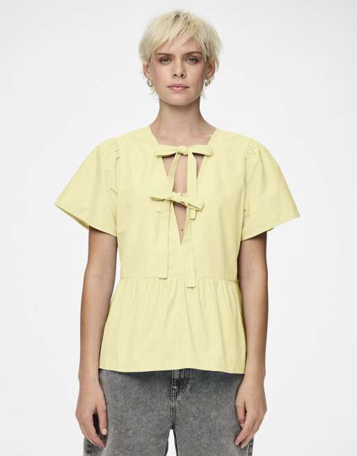 Pieces - Top réversible - Jaune doux