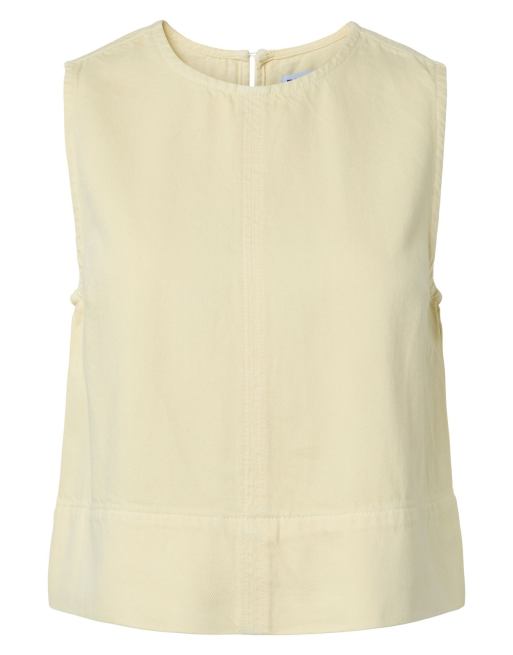 Pieces - Top senza maniche color vaniglia francese, 5 di 6