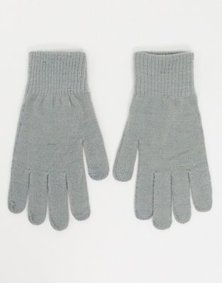womens light grey leather gloves