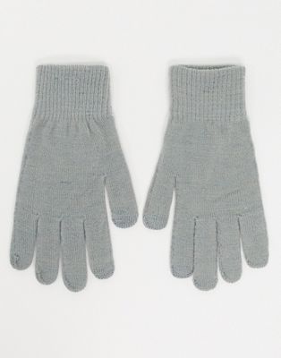 womens light grey leather gloves