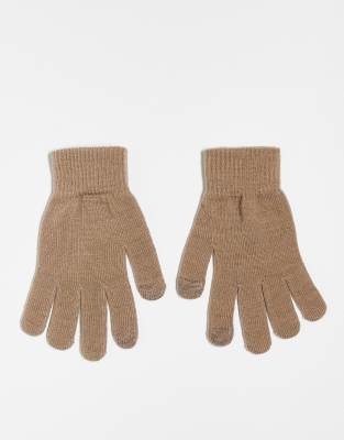 touch screen knitted gloves in camel-Neutral