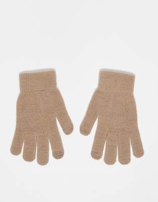 Pieces - Touchscreen-Handschuhe in meliertem Naturton-Neutral