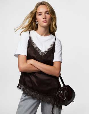 Pieces - Trägertop in Hot Fudge-Brown