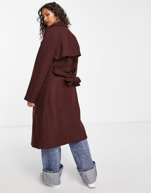 Pieces Trench coat ajust coupe longue avec ceinture Marron