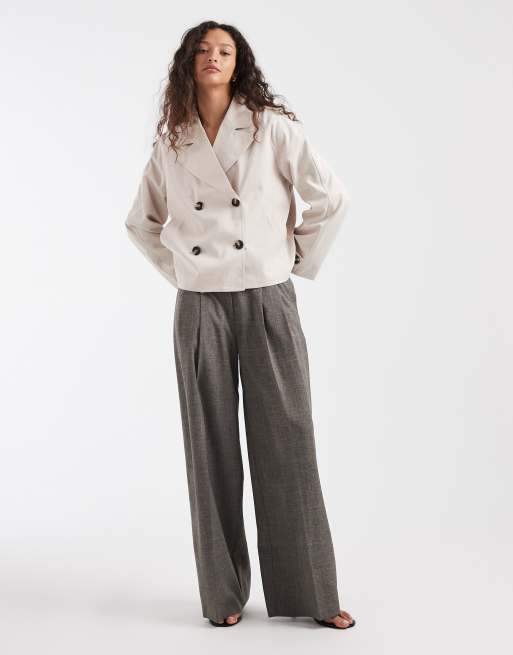 Pieces - Trench corto grigio argento, 2 di 4