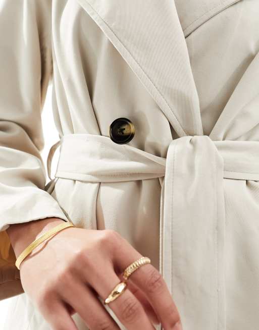 Pieces - Trenchcoat met ceintuur in stone, 3 van 4
