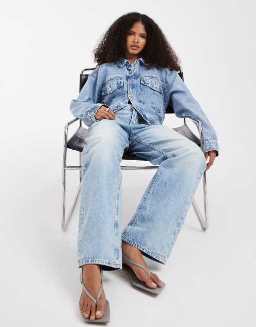 Pieces – Trucker-Jacke aus hellblauem Denim, 2 von 4