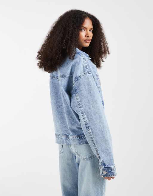 Pieces - Truckerjack in lichtblauw denim, 3 van 4