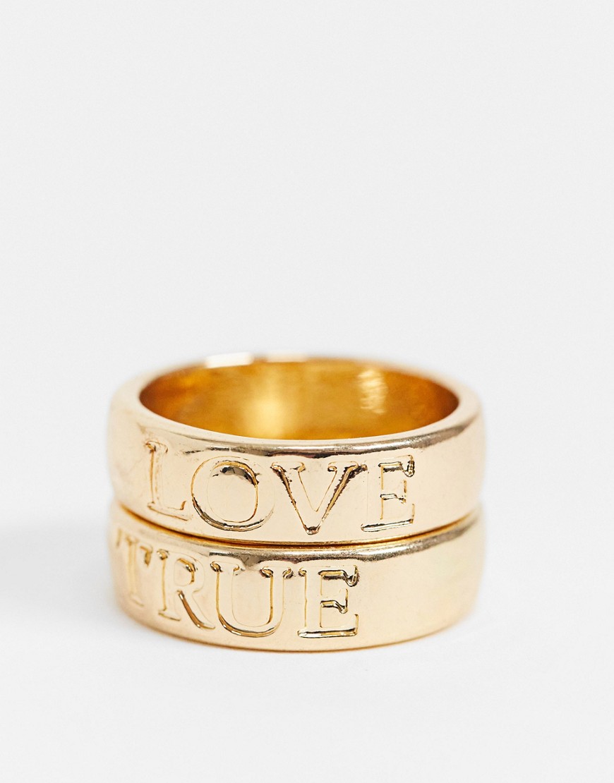 Pieces 'true Love' 2-pack Rings In Gold