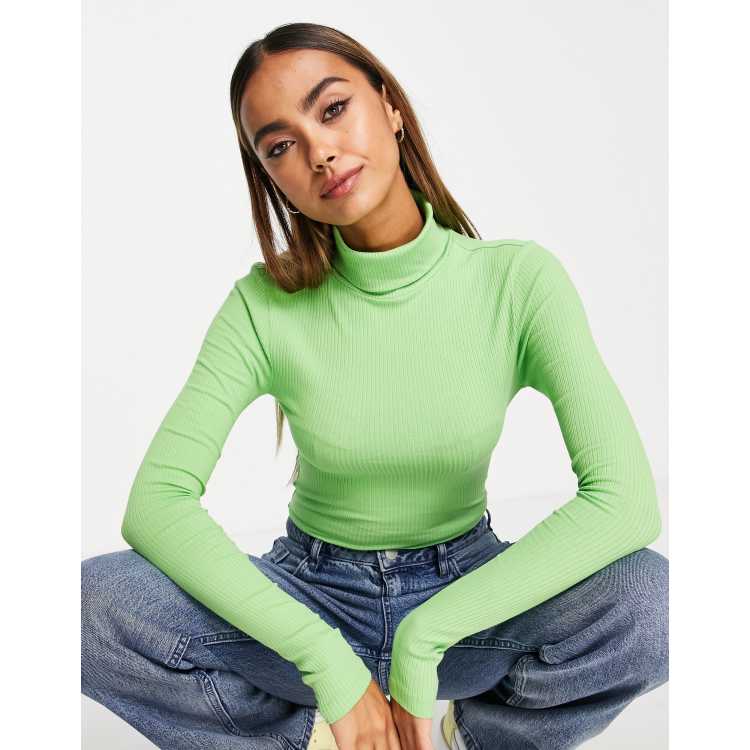 Green turtle neck clearance top