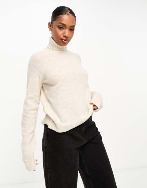 Pieces turtleneck sweater in beige - view 1