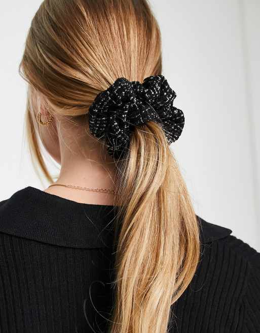 TWEED SCRUNCHIE BLACK