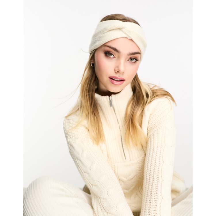 Pieces twist front headband in beige | ASOS