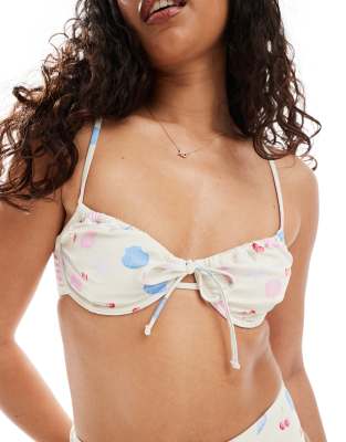 Pieces Underwired Tie Front Detail Bikini Top