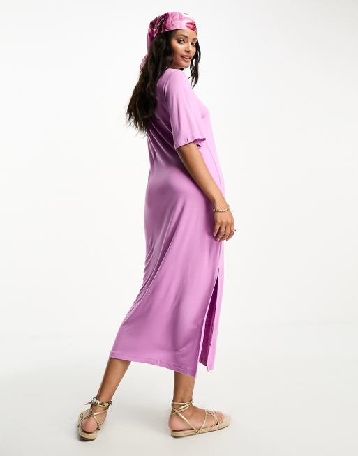 V neck t 2024 shirt midi dress