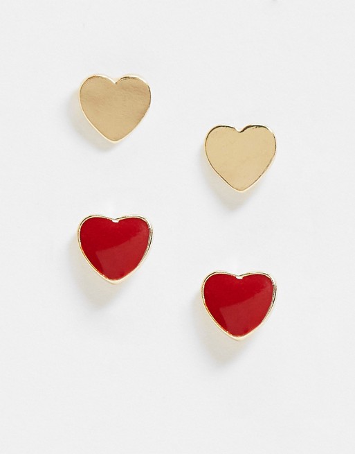 Pieces Valentine's 2 pack heart studs in red