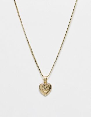 Pieces Valentines happy face heart locket gold