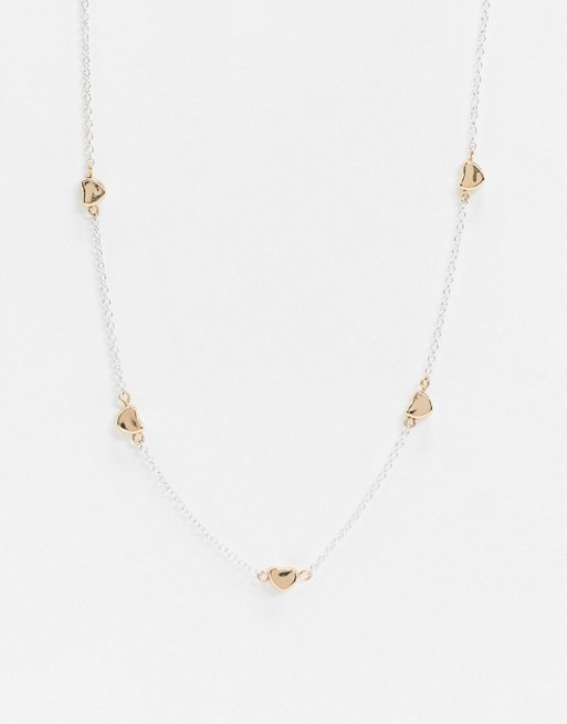 Pieces heart chain necklace in gold