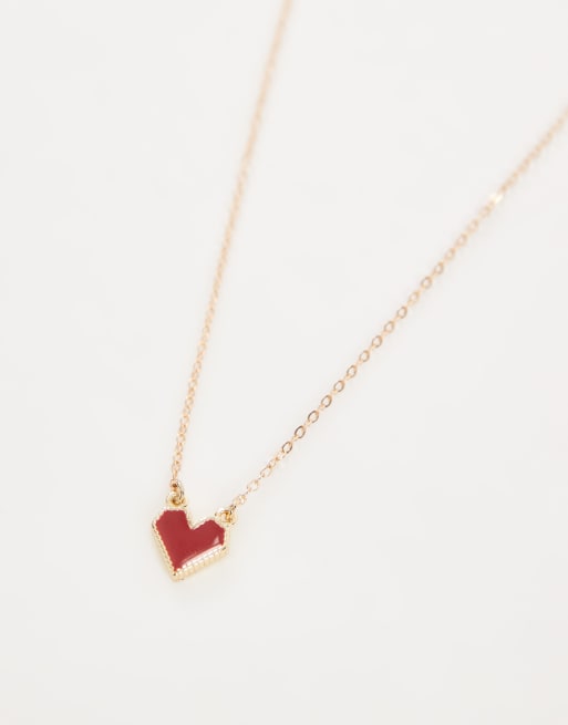 Pieces valentines heart detail necklace in gold and red , 3 of 3