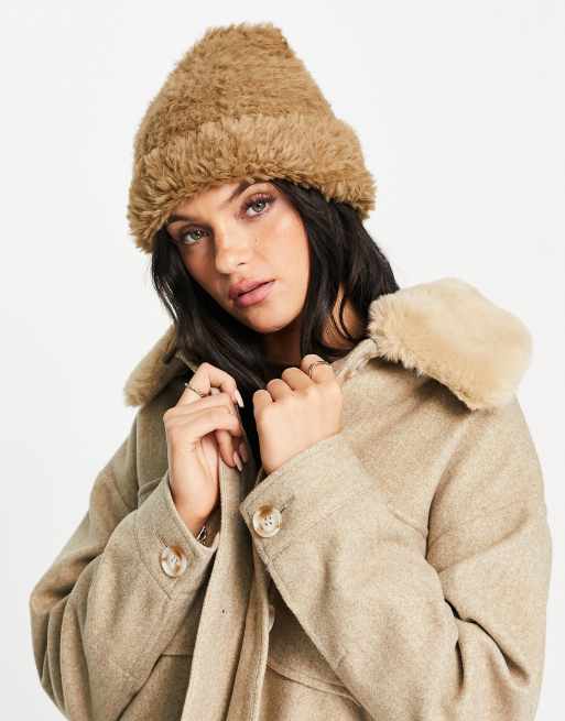 Pieces - Vamset teddy-hue i brun