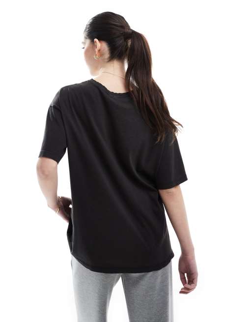 PIECES - Vasket sort oversized T-shirt, 2 af 4