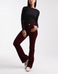 [Pieces] PIECES velvet cord pants in burgundy-Red W24 L32 Tawny port
