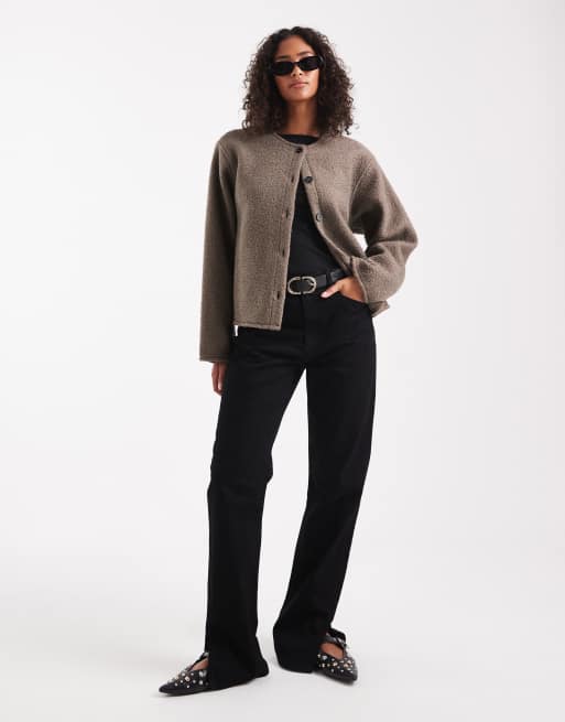 Pieces veste courte teddy marron Morel, 2 de 4