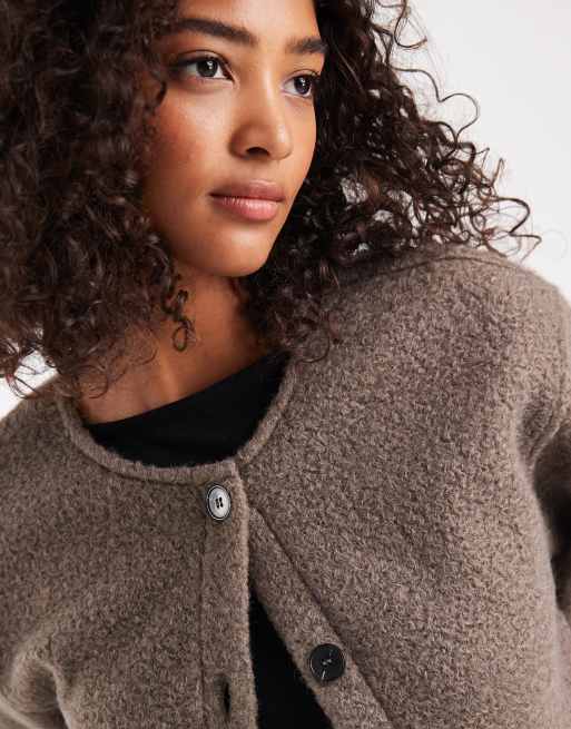 Pieces veste courte teddy marron Morel, 3 de 4