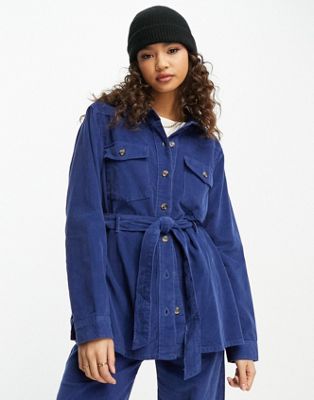 Pieces cord belted jacket co-ord in royal blue - ASOS Price Checker
