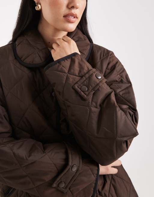 Pieces - Veste matelassée avec col - Marron chocolat, 4 de 4