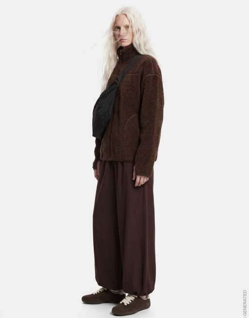 Pieces veste teddy en brun chocolat, 3 de 6