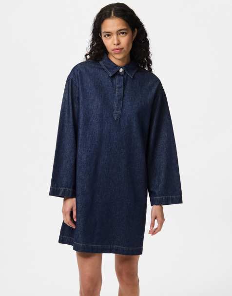 Pieces - Vestito corto in denim color blu scuro - view 1