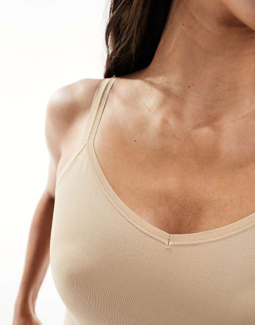 Pieces - Vestito fasciante modellante beige senza cuciture, 3 di 4