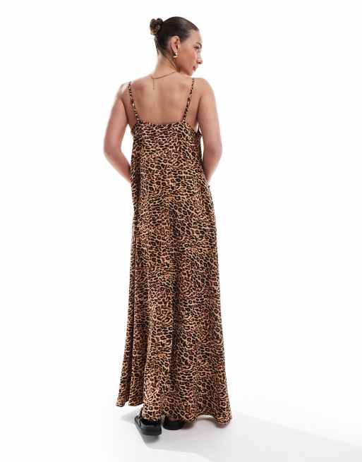 Abito Lungo Floerns Con Stampa Leopardata E Spalline Sottili – Maxi Dress Estivo, Senza Maniche, Per Spiaggia E Tempo Libero
