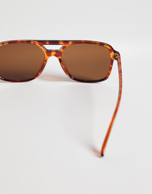 Pieces - Vierkante zonnebril met dik montuur in tortoise, 3 van 3
