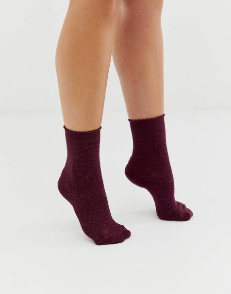 Pieces – Violett glitzernde Socken